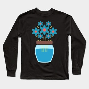 Mason Jar With Blue Flower Wild Flower In Vase Long Sleeve T-Shirt